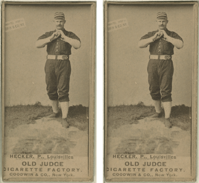 Two separate Library of Congress scans of the same 1887 baseball card, side by side